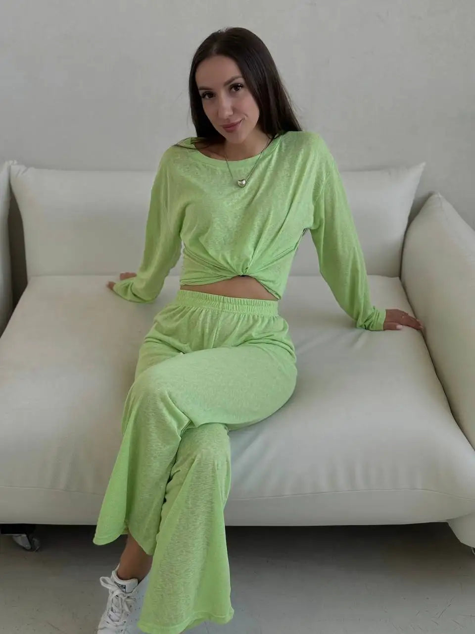 Women's Soft Knit Long Sleeve Tee green