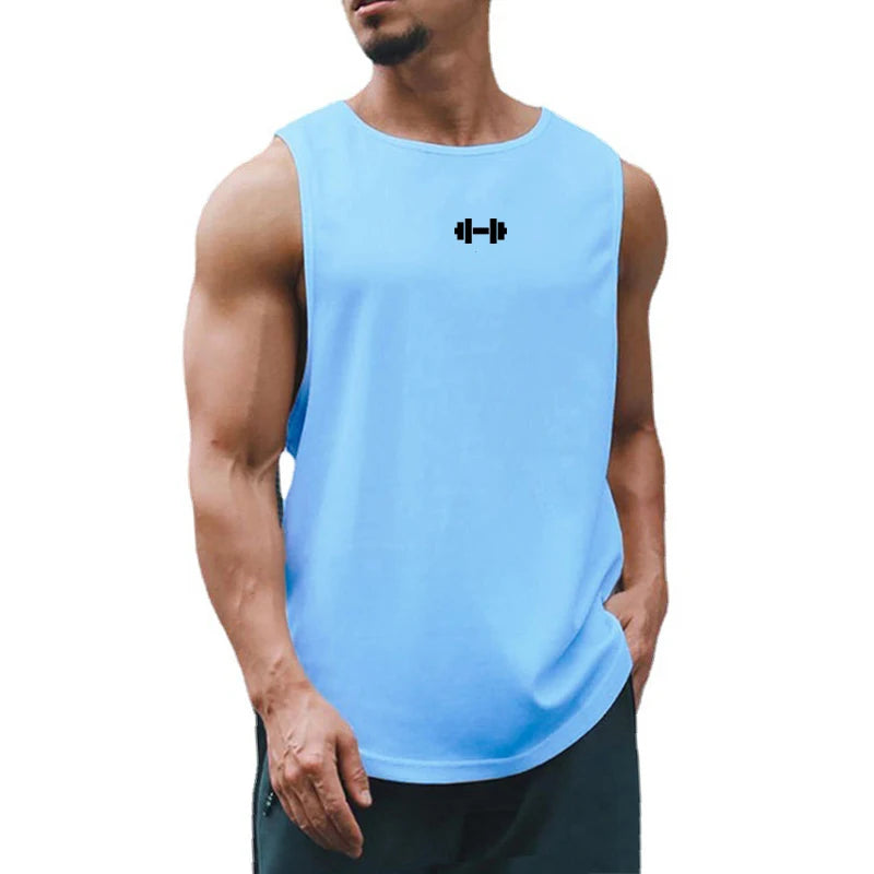 Quick-dry gym tank top front view gray