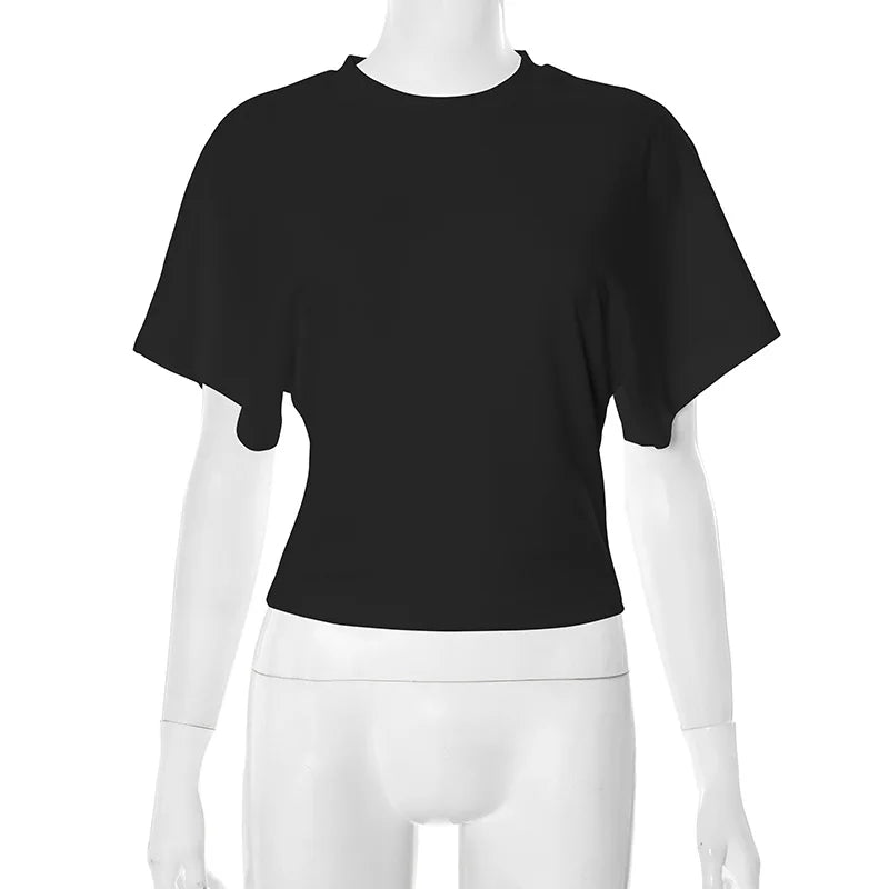 Cotton cropped crew neck top studio product shot