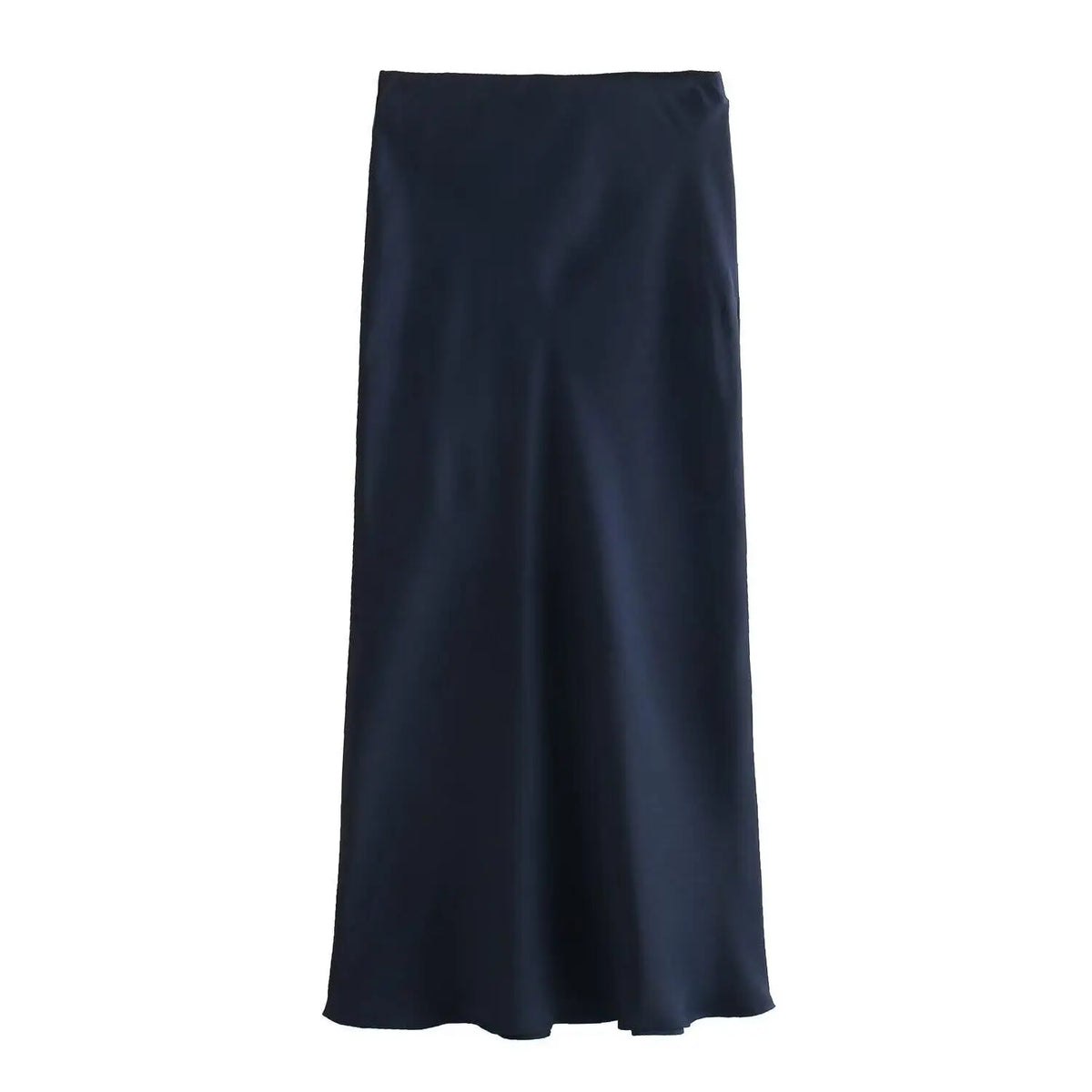 High waist satin midi skirt worn styled outfit black