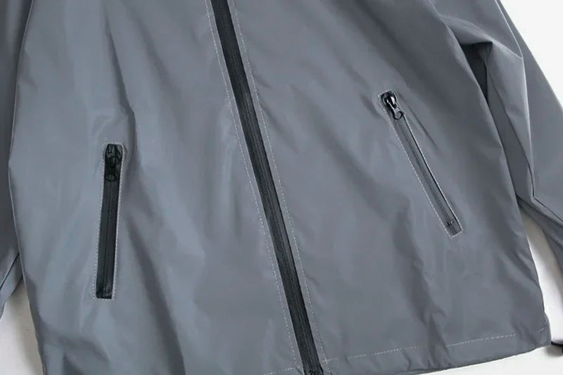Reflective luminous jacket front view gray