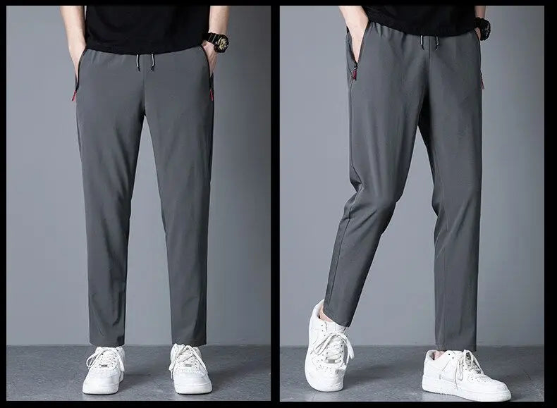 Slim fit jogger pants front view grey