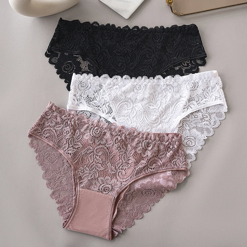 Women's floral lace briefs worn model