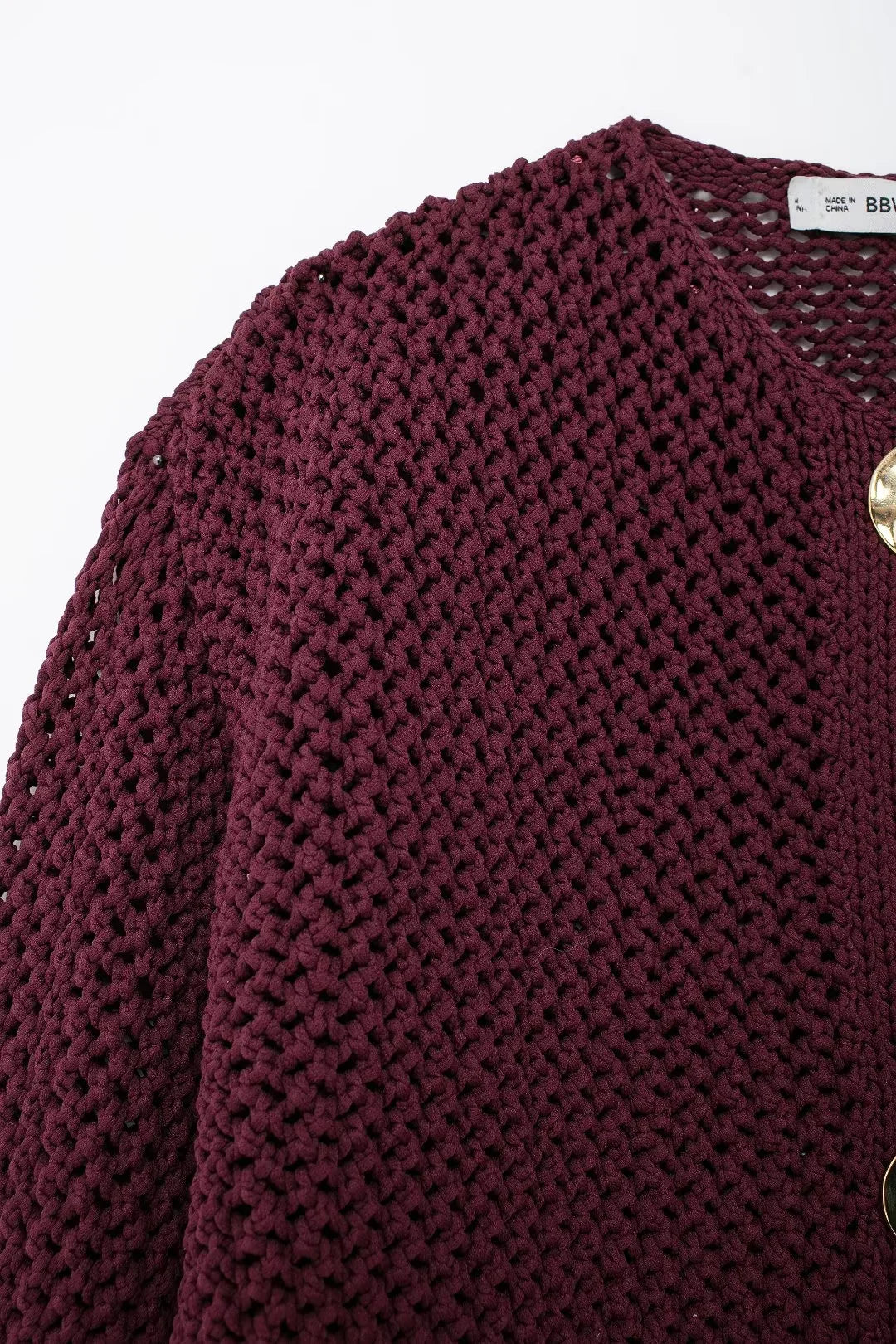 Cropped Knit Cardigan Women's Button Up Sweater