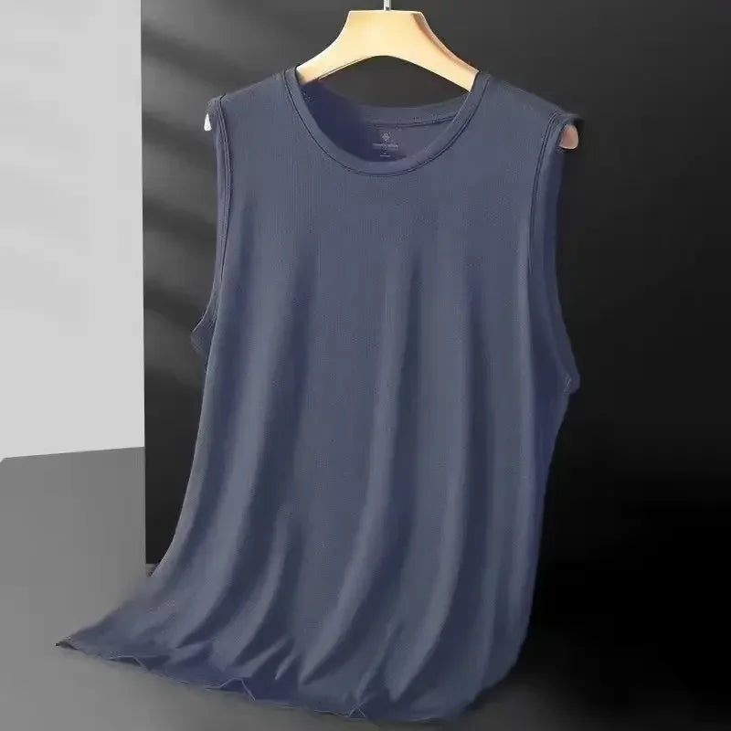 Ice silk mesh tank top front view light green