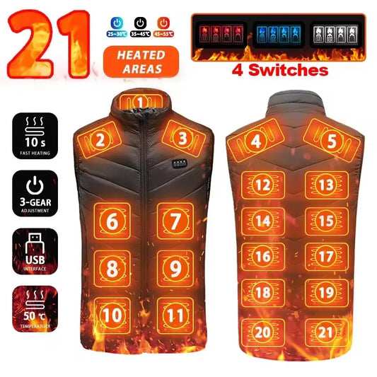USB heated jacket front view black