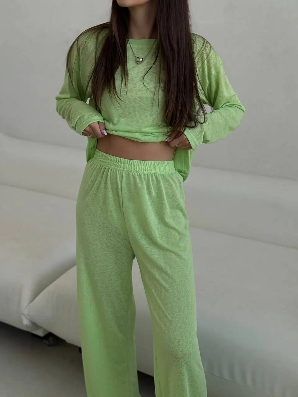 Women's Soft Knit Long Sleeve Tee green