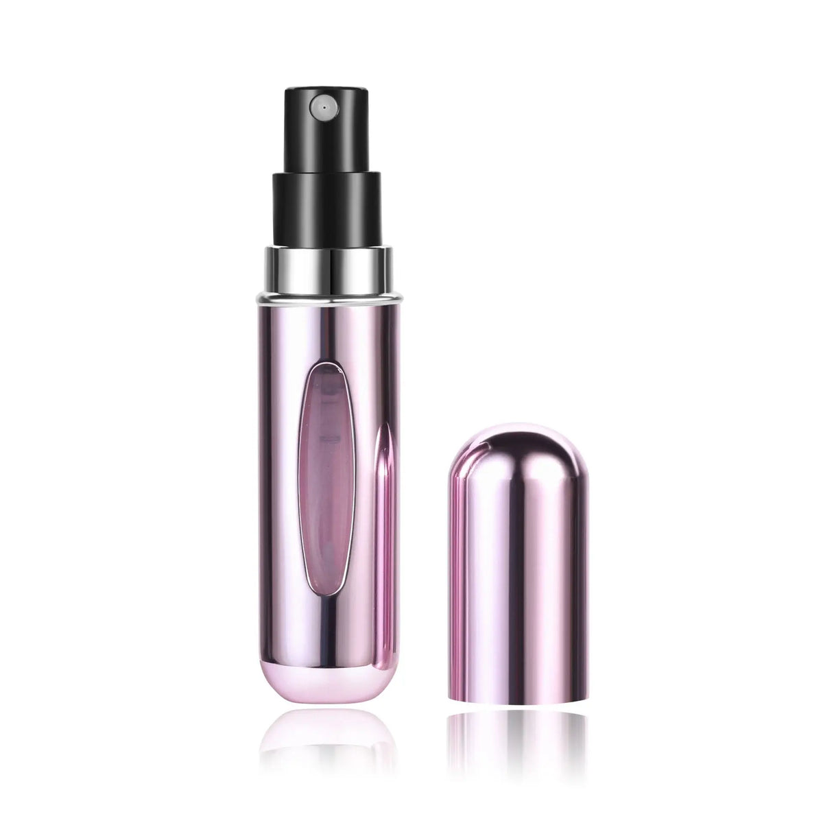 Mini travel perfume atomizer worn in use