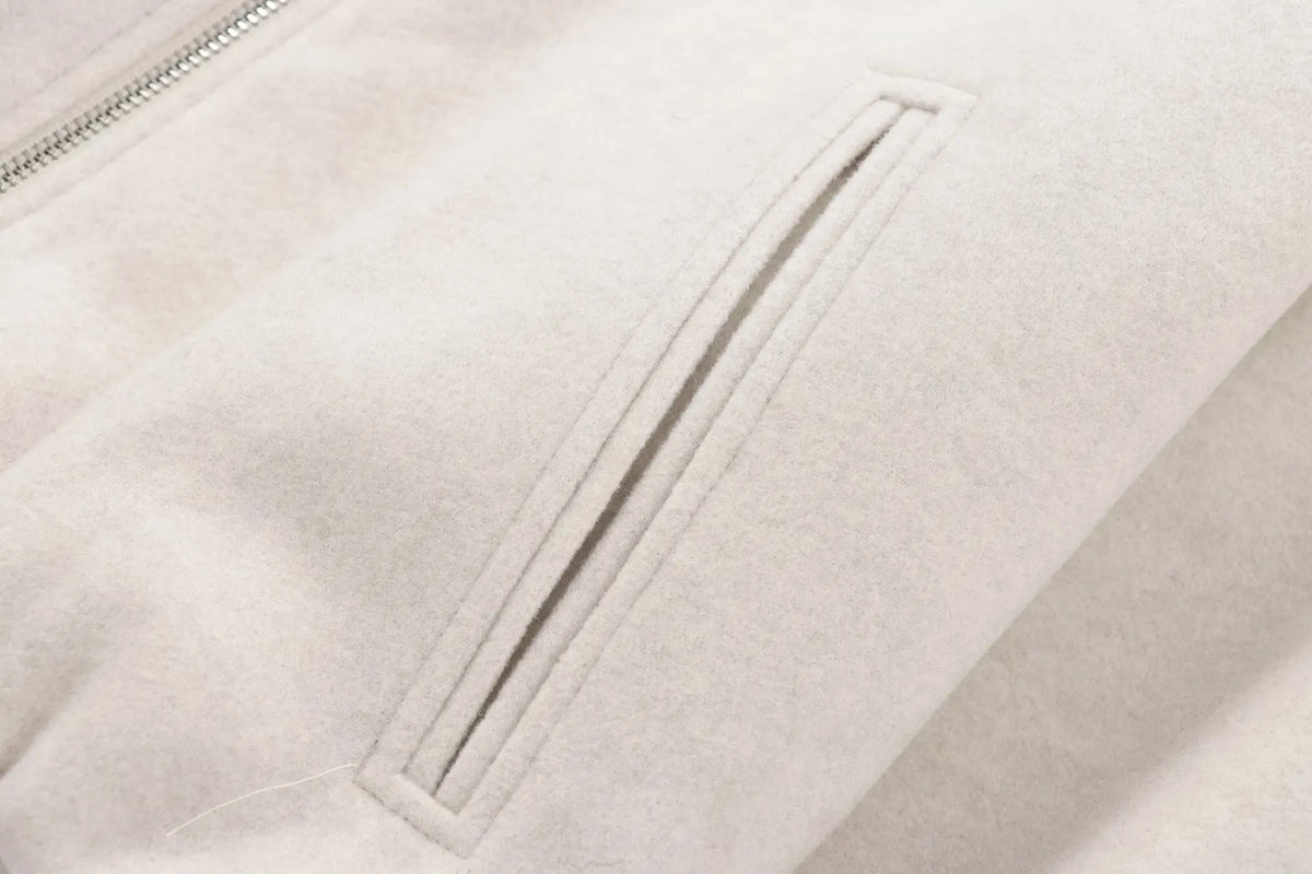 Cropped zip bomber jacket worn styled outfit