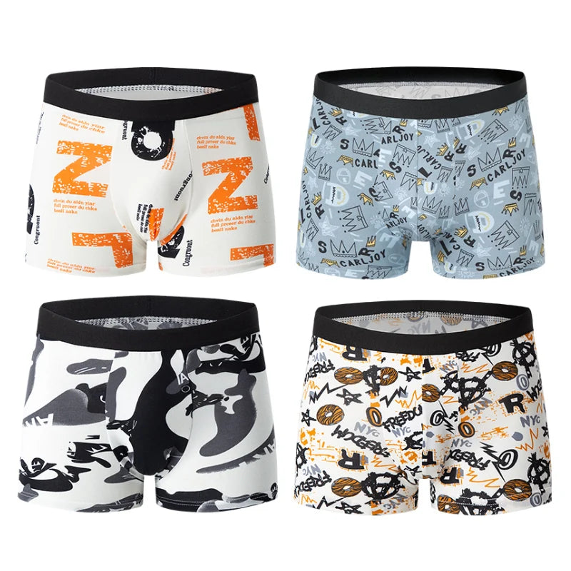 Men's printed boxer shorts worn model