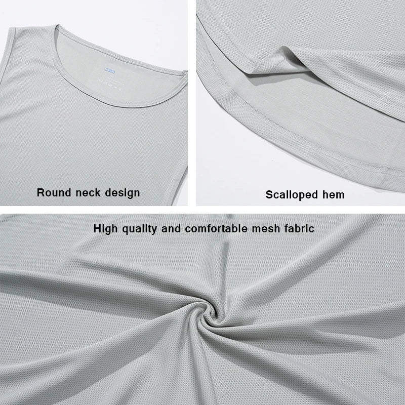 Quick-dry gym tank top front view gray