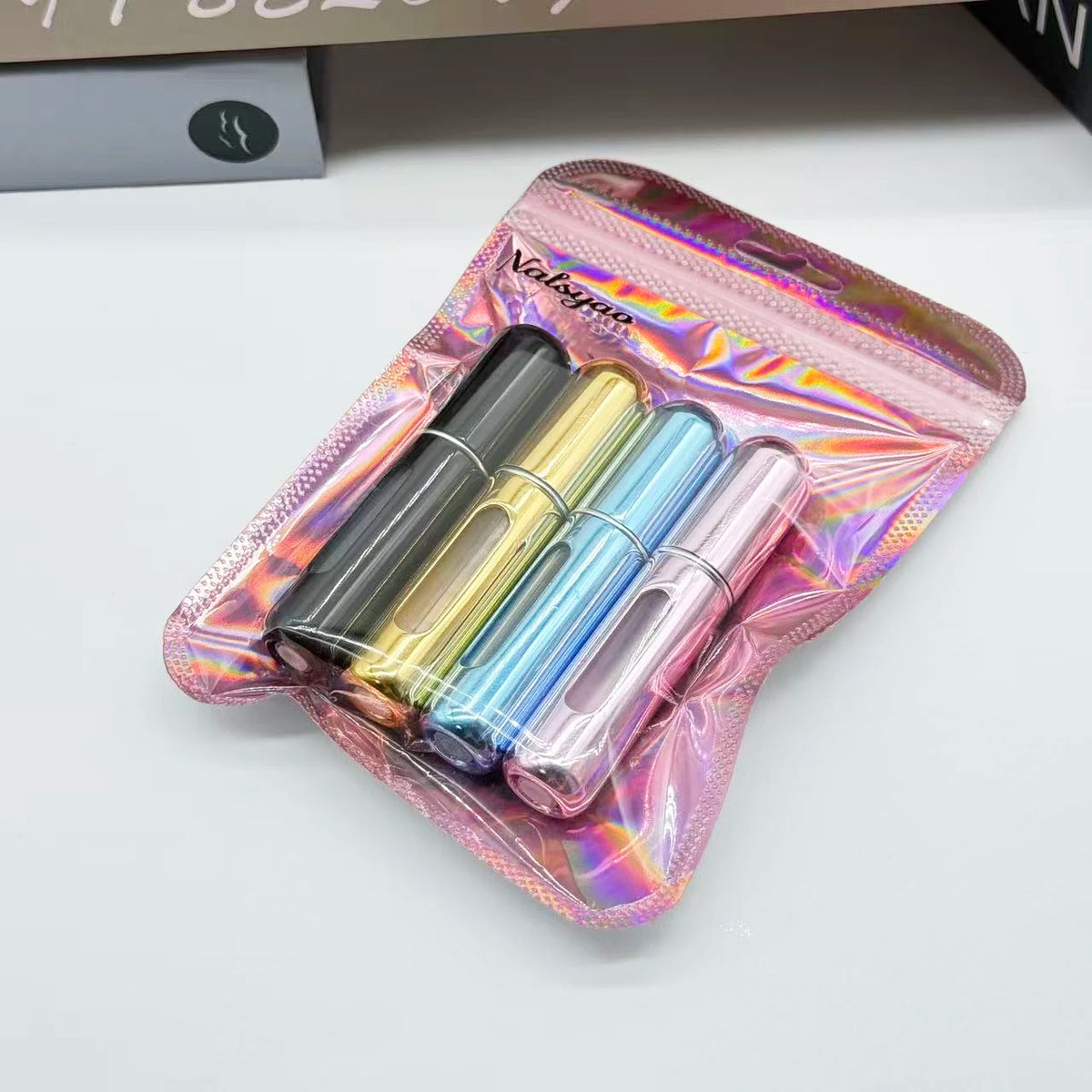 Refillable perfume atomizer 4-pack full set view