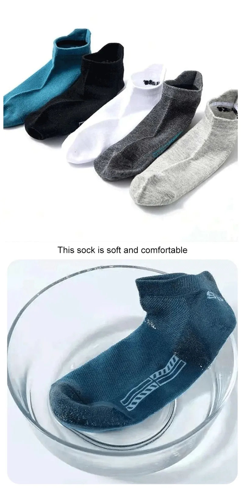 Men's casual boat socks worn in shoe