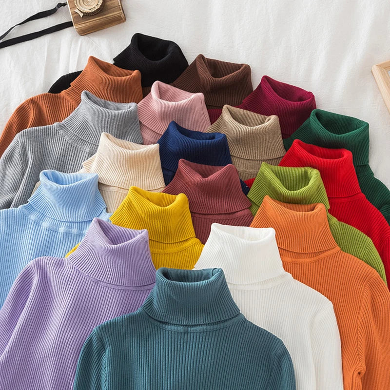 Soft turtleneck sweater front view option
