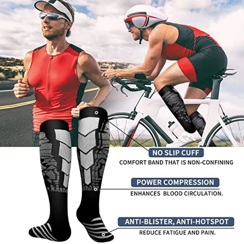 Compression support socks worn on legs
