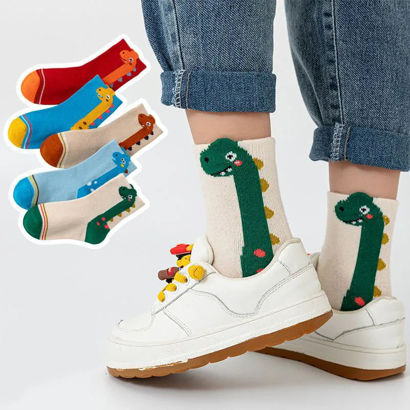 Kids dinosaur socks pack front view