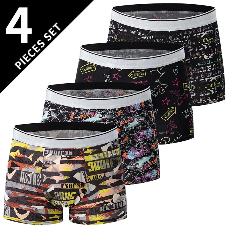 Men's printed boxer shorts worn model