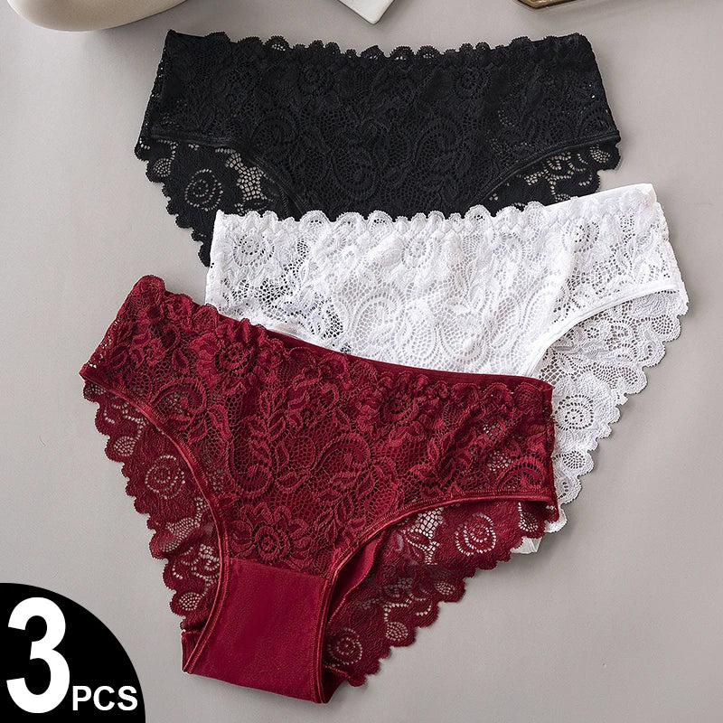 Women's floral lace briefs worn model