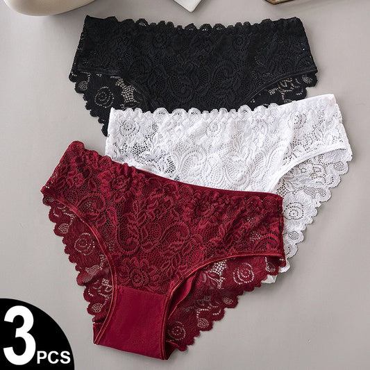 Women's floral lace briefs worn model