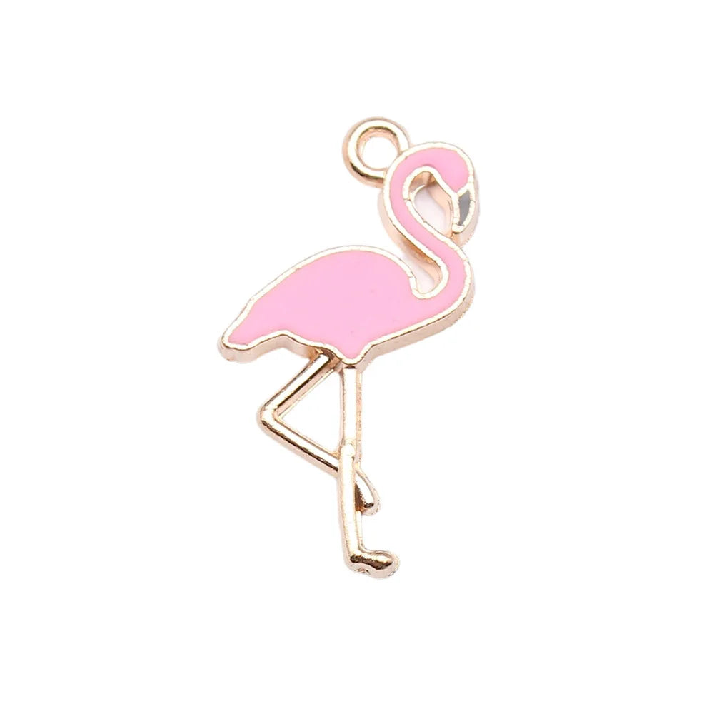 Enamel flamingo charms full pack view