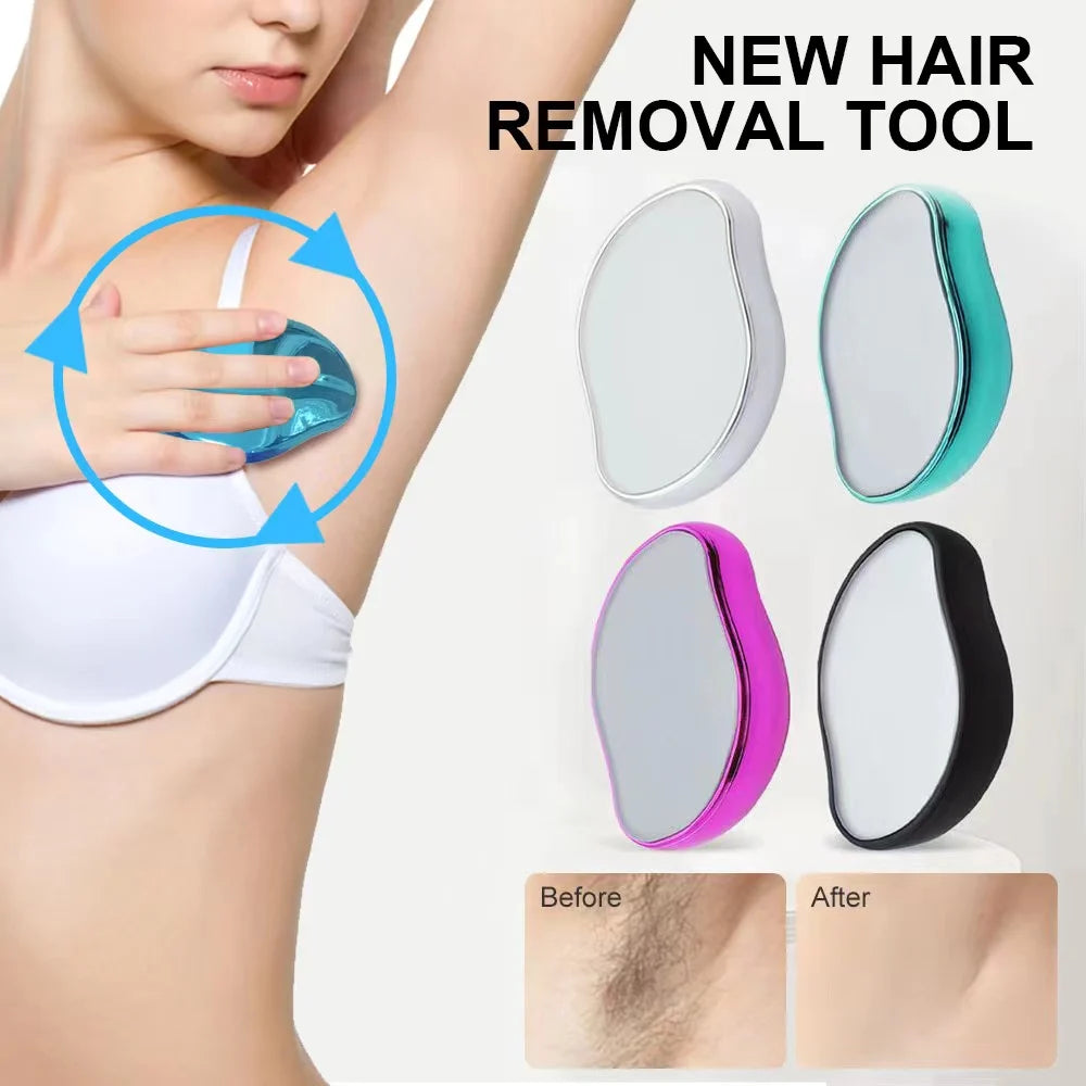 Crystal Hair Eraser Physical Epilator shown in use for hair removal on underarm area.
