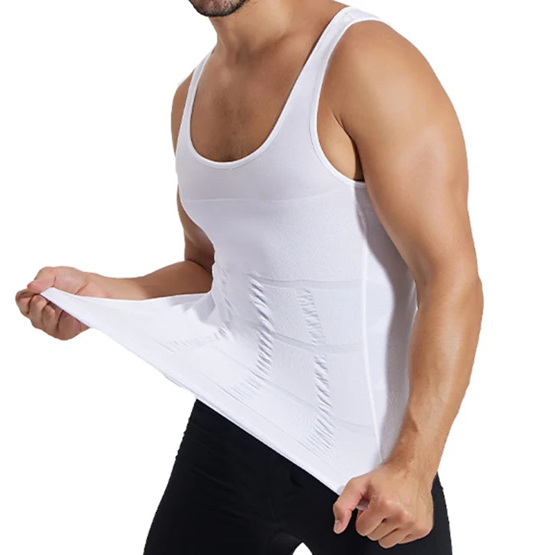 Men's slimming body shaper compression vest fabric detail