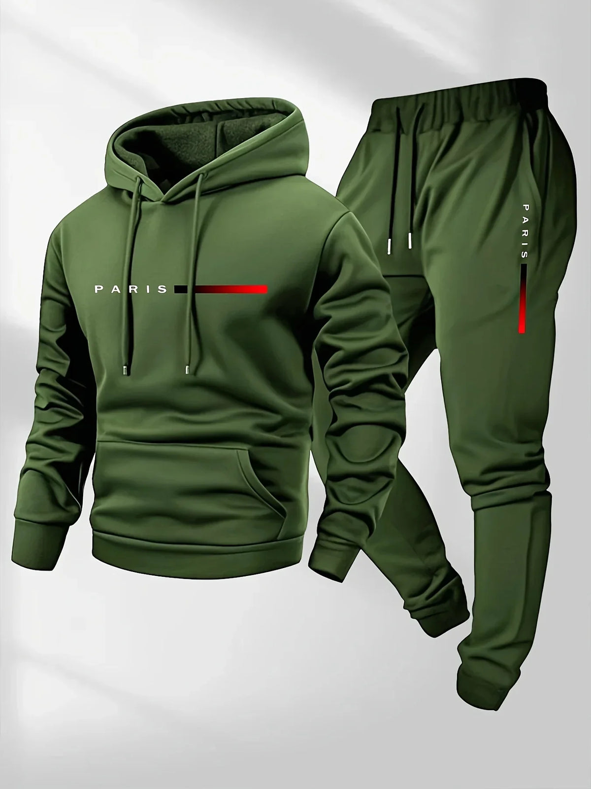 Letter print hoodie jogger set front view