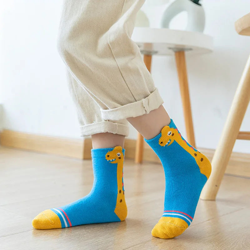 Kids dinosaur socks pack front view