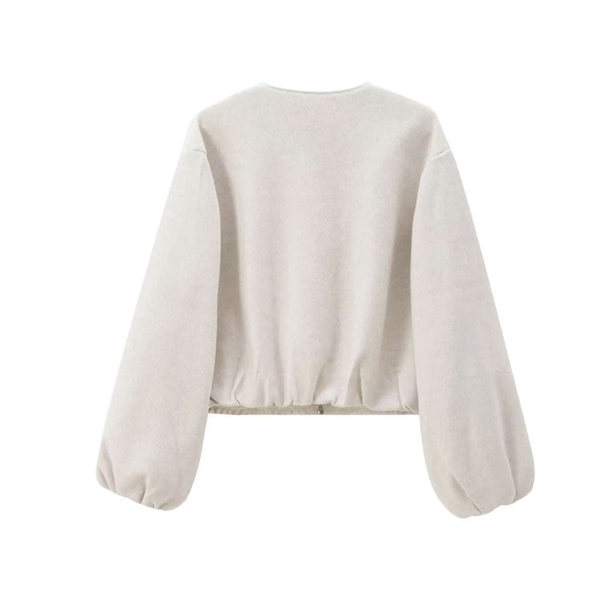 Cropped zip bomber jacket front view white