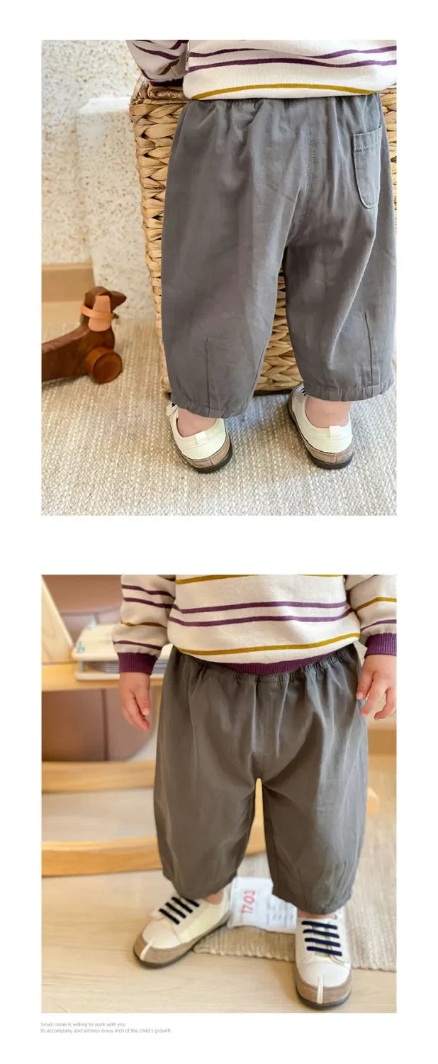 Kids casual ankle pants front view beige
