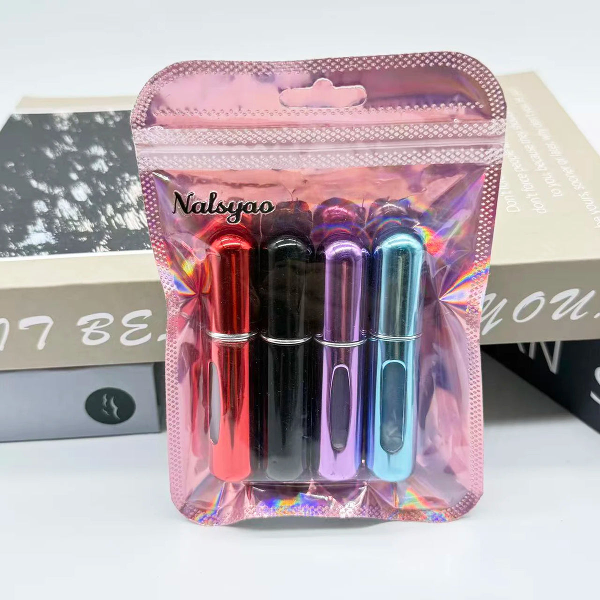 Refillable perfume atomizer 4-pack full set view