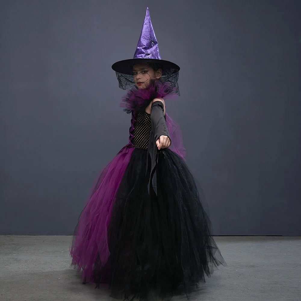 Girls Witch Halloween Costume – Spooky 3-Piece Dress Set