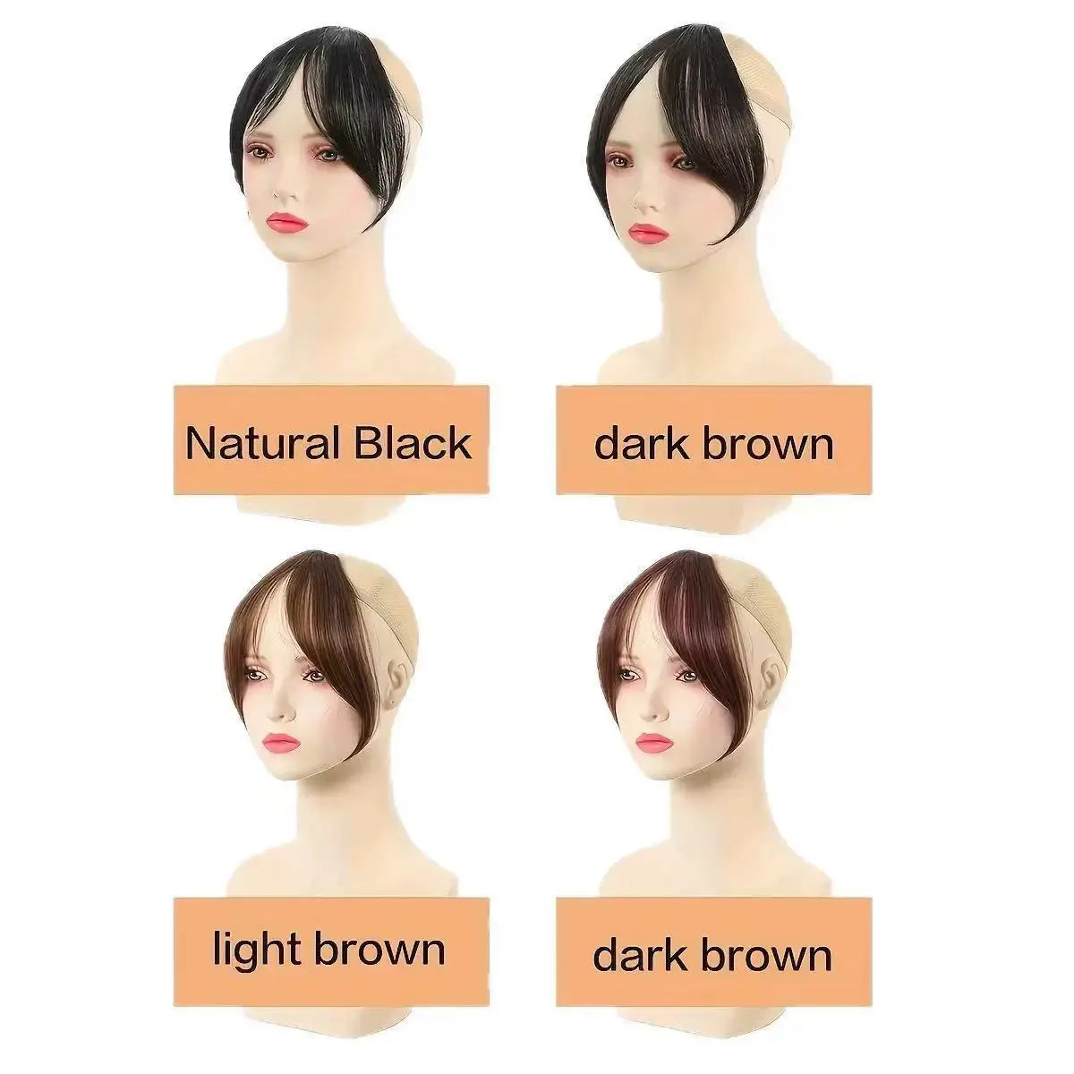Clip-in bangs hair extension worn on model