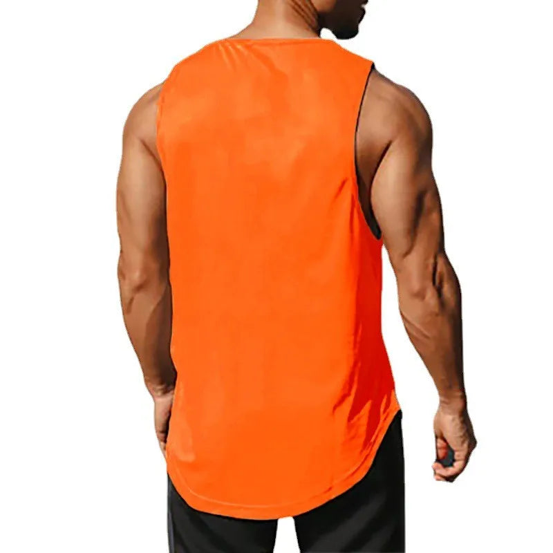 Quick-dry gym tank top front view gray