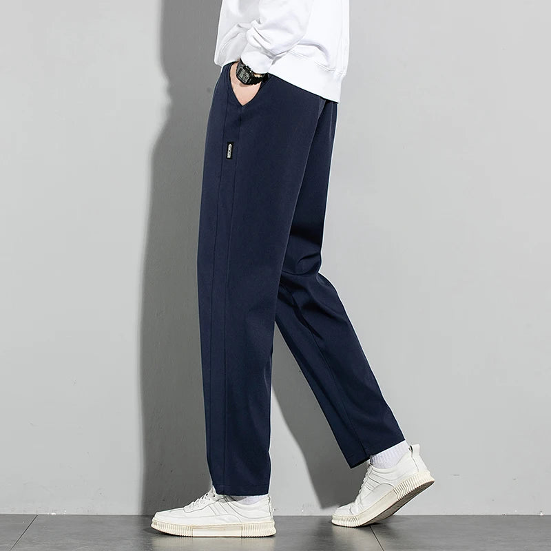 Ice silk straight leg trousers front view gray