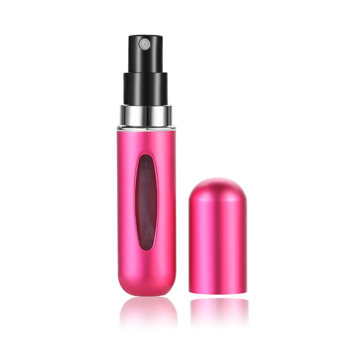 Mini travel perfume atomizer worn in use