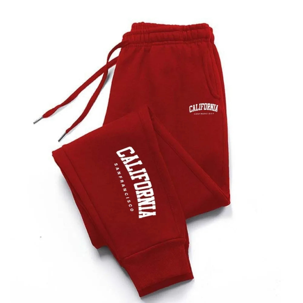 Men's casual versatile sweatpants front view wine