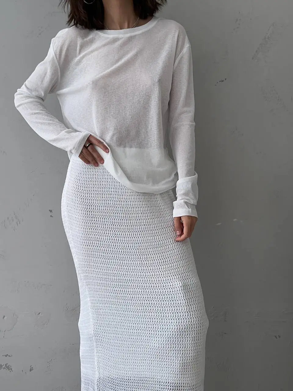 Women's Soft Knit Long Sleeve Tee white