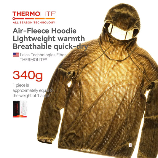 Thermal hooded sweatshirt front view black