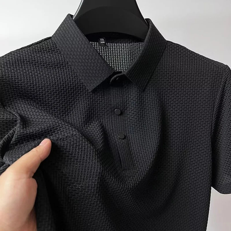 Bone print polo shirt front view green