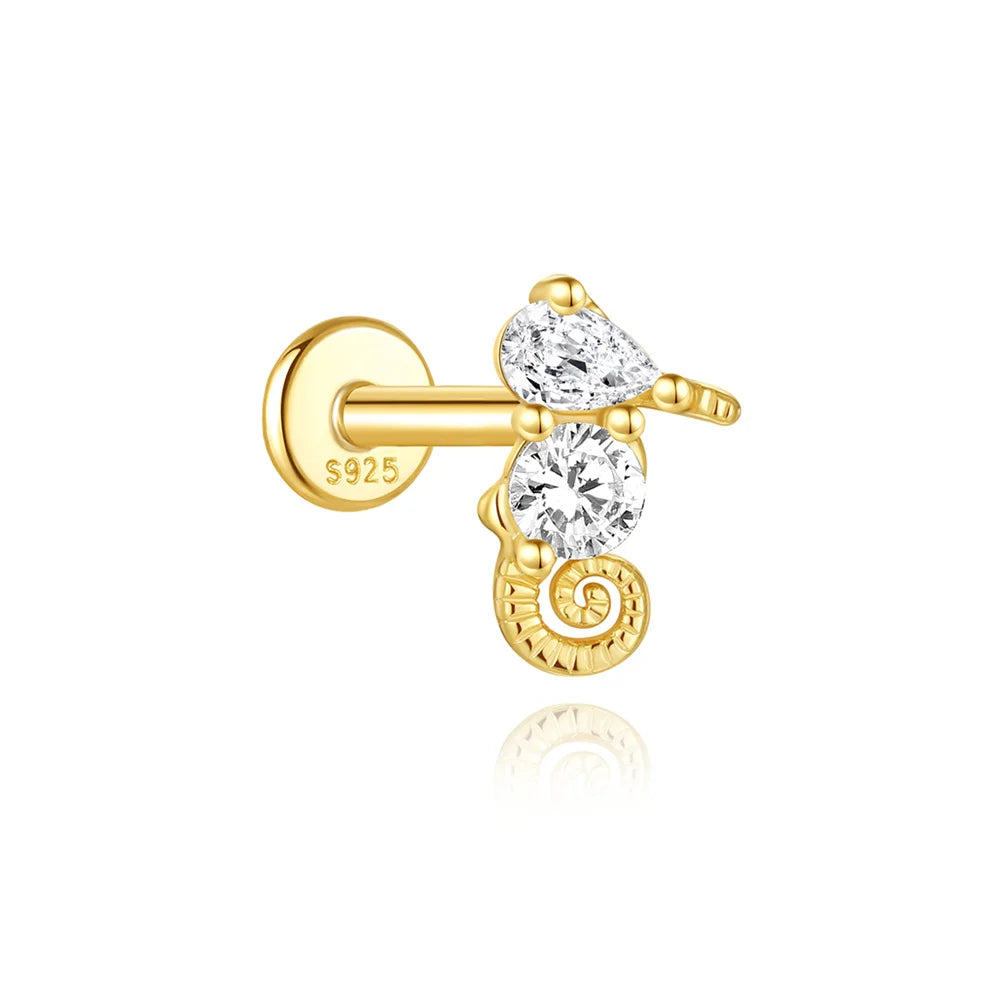 Moonstone geometric stud earrings gold-plated finish