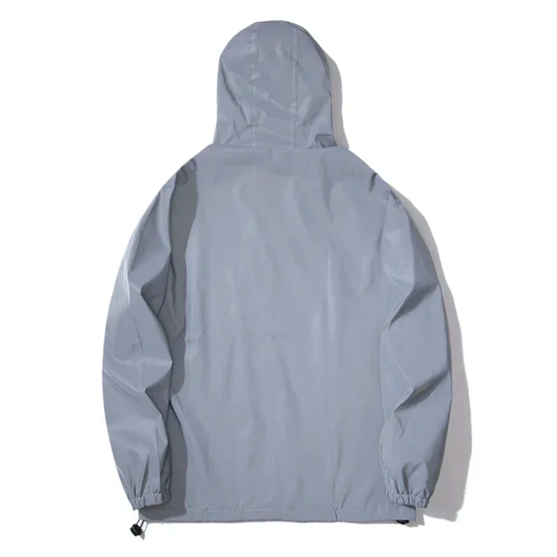 Reflective luminous jacket front view gray