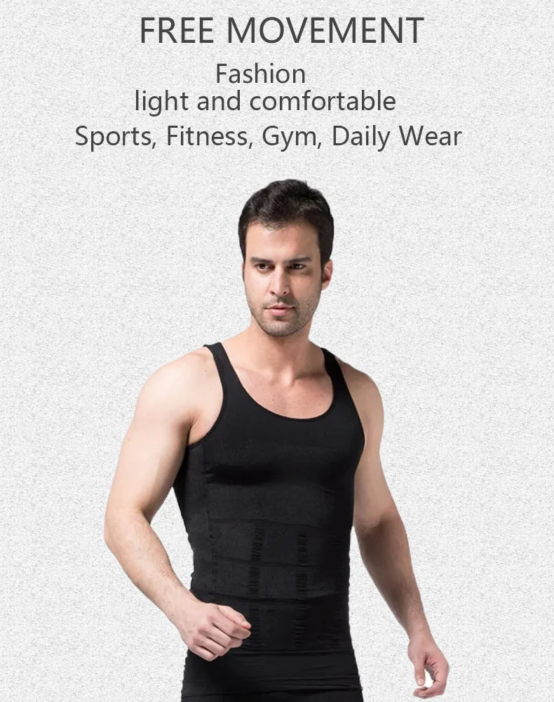 Men's slimming body shaper compression vest fabric detail