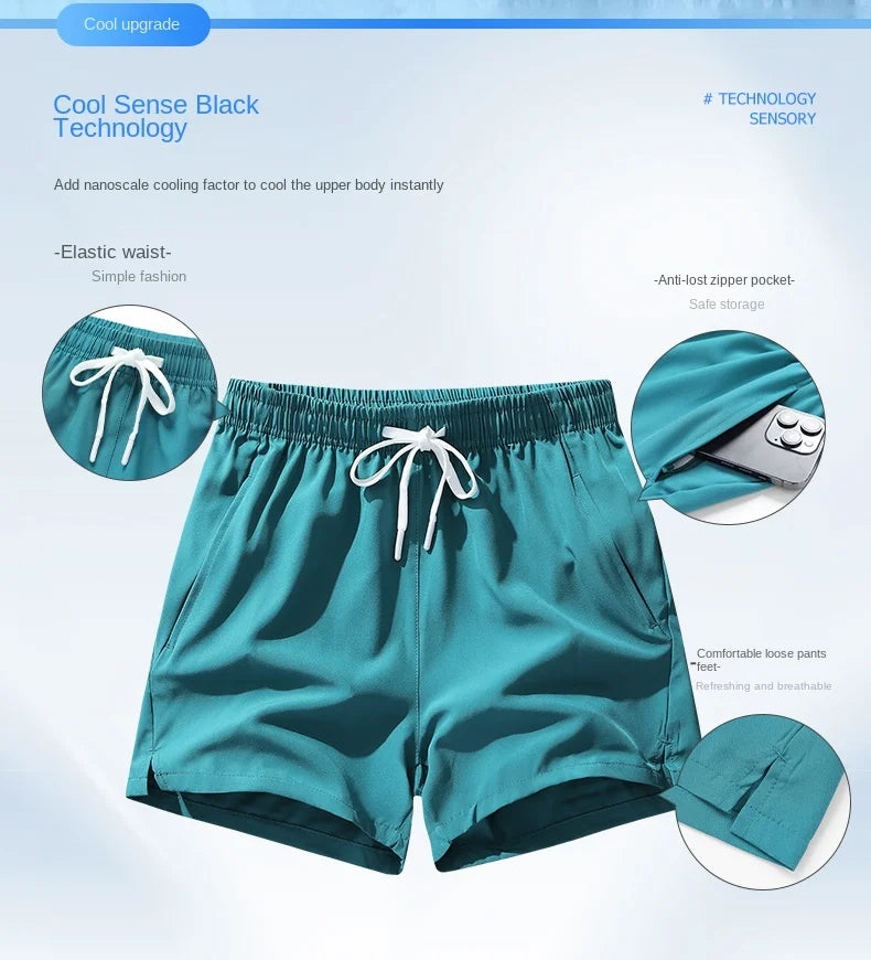 Quick-dry running shorts front view green