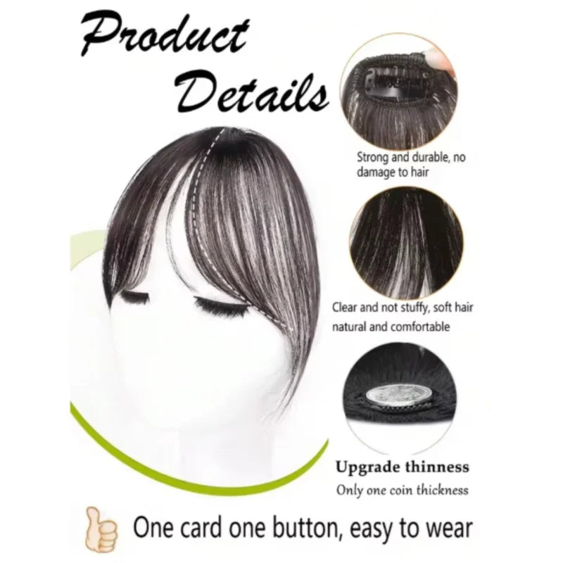 Clip-in bangs hair extension worn on model