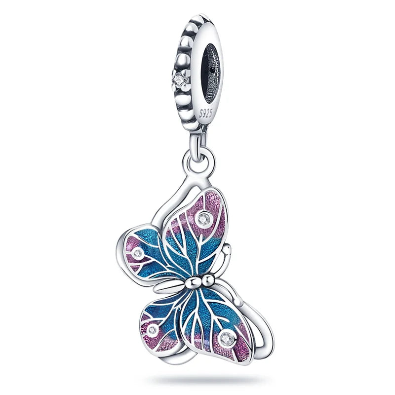 Butterfly charm beads attached to bracelet