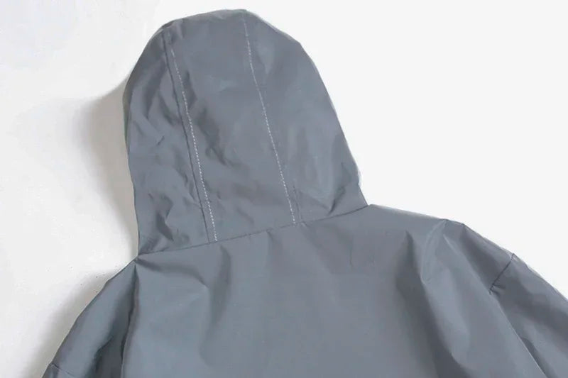 Reflective luminous jacket front view gray