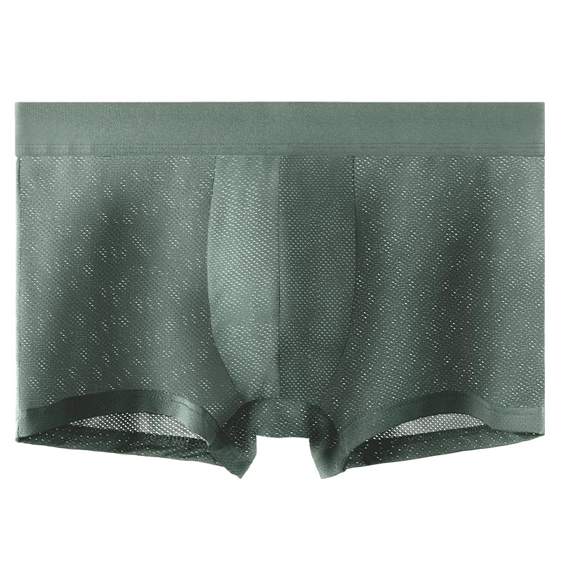 Men's ice silk mesh boxer briefs worn model