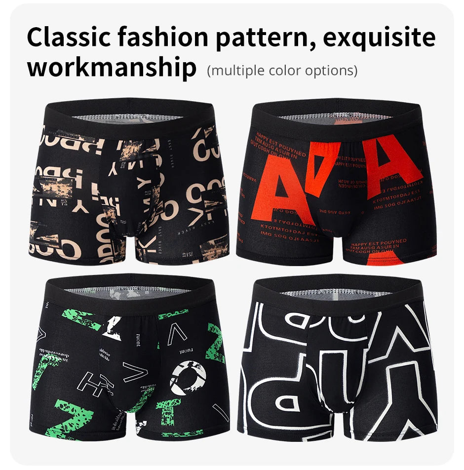 Men's printed boxer shorts worn model