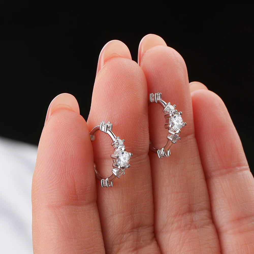 Moissanite clip-on ear cuffs front view